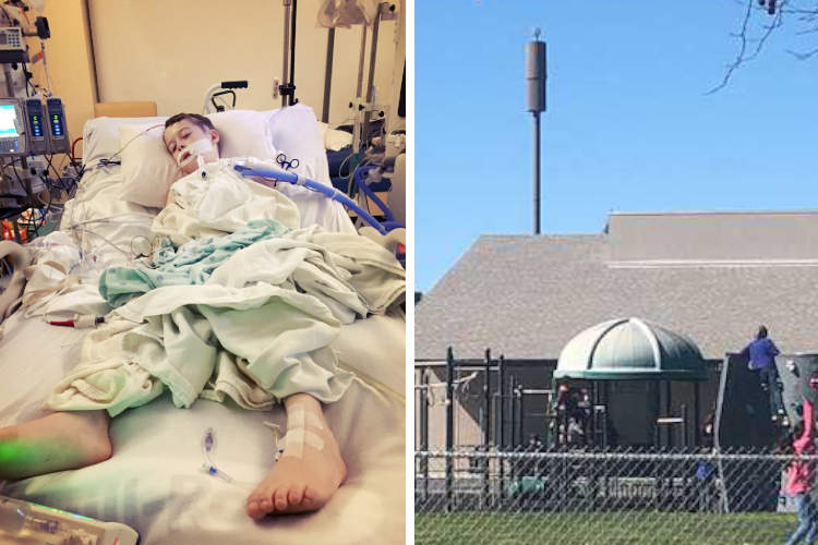 CELL TOWER REMOVED FROM SCHOOLYARD DUE TO CLUSTER OF CANCER CASES